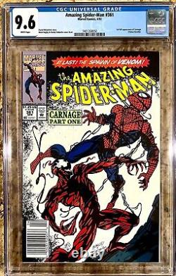 Amazing Spiderman #361 Key CGC 9.6 Newsstand 1st App Carnage #362 CGC 9.6 SET