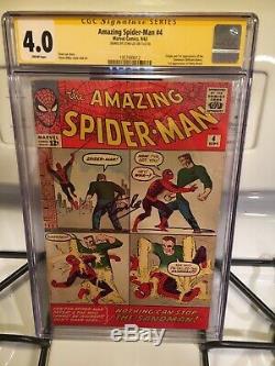 Amazing Spiderman #4 CGC 4.0 SS Signed By Stan Lee 1st Sandman