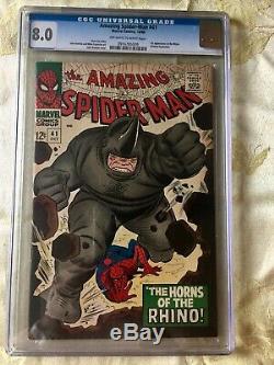 Amazing Spiderman 41 Cgc 8.0 First Appearance Rhino 1966 Off White Pages