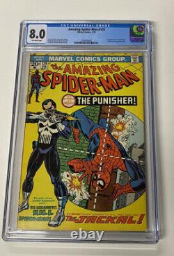 Amazing Spiderman Issue 129 Feb 1974 Cgc 8.0 Vf 1st App Punisher And Jackal