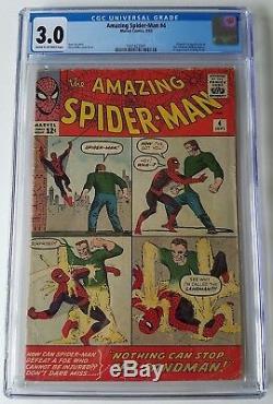 Amazing Spiderman Issue 4 Sep 1963 G/vg Cgc 3.0 1st App Sandman Lee Ditko