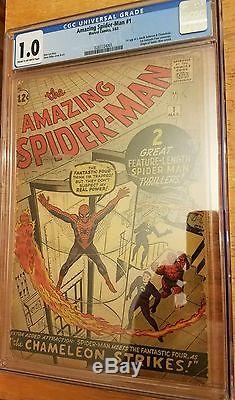 Amazing spiderman 1, 1963. 1st J Jonah Jameson, 1st Chameleon. CGC 1.0 graded