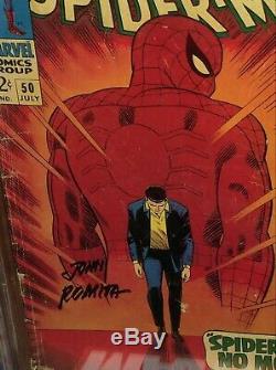 CGC 3.0 Amazing Spiderman 50 Signed John Romita Sr. 1st App Kingpin. White Pages