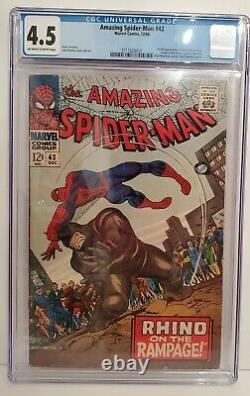 CGC 4.5 Amazing Spider-Man #43 1st Appearance Mary Jane Watson Rhino OWithW 1966
