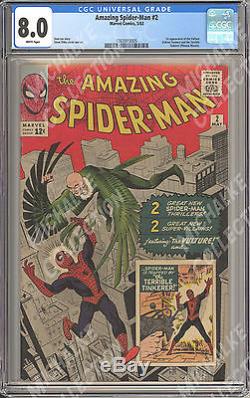 CGC 8.0 Amazing Spider-Man #2 1st Appearance Vulture Michalke Collection