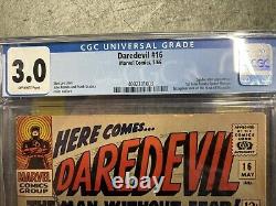 Daredevil #16 CGC 3.0 G/VG 1st Spider-Man Crossover Romita Lee OW 1966 Marvel