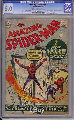MARVEL 1962 AMAZING SPIDER-MAN #1 CGC 5.0 Cream to Off White Pages