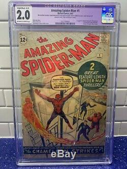 MARVEL AMAZING SPIDER-MAN #1 CGC 2.0 1ST APPEARANCE OF CHAMELEON OWithW 1963