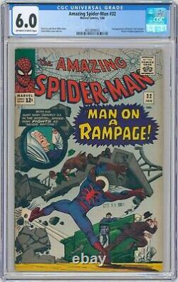 Marvel AMAZING SPIDER-MAN 1966 #32 KEY 2nd Curt Conners App CGC 6.0 Ships FREE