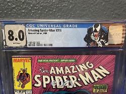 Marvel AMAZING SPIDER-MAN #316 CGC 8.0 Key VENOM McFarlane NEWSSTAND VARIANT WP