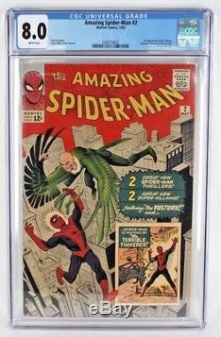 Marvel Amazing Spiderman 2 Silver Age Comic Book Cgc 8.0 Wp 1st App Vulture Key