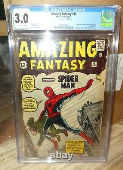 Marvel comics Amazing Fantasy 15 1st appearance Spiderman 1962 CGC 3.0 avengers