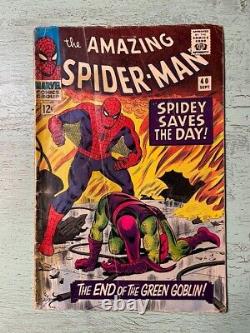 Rare 1966 The Amazing Spider-Man Issue #40 End of Green Goblin! Off-white pgs