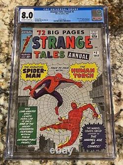 STRANGE TALES ANNUAL #2 CGC 8.0 OWithWH PAGES 1ST SPIDER-MAN CROSSOVER MARVEL KEY