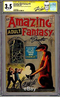 Steve Ditko Signed Album Cover Stan Lee Jim Shooter Amazing Adult Fantasy Cgc Ss