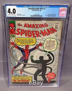 THE AMAZING SPIDER-MAN #3 (Doctor Octopus 1st app.) CGC 4.0 Marvel Comics 1963
