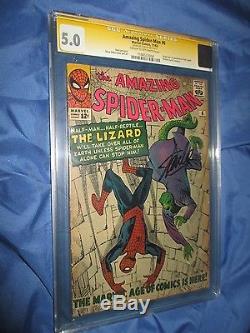 THE AMAZING SPIDERMAN #6 CGC 5.0 SS Signed by Stan Lee 1st App. Lizard 1963