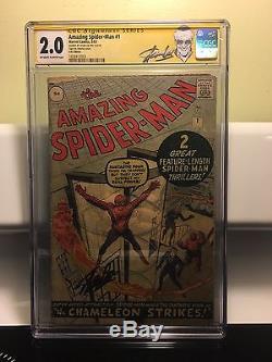 The Amazing Spider-Man #1 CGC 2.0 SS Stan Lee (Mar 1963, Marvel) UK Version