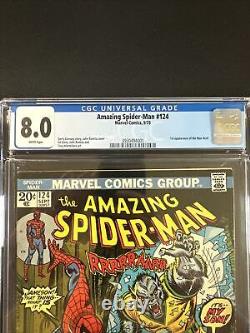 The Amazing Spider-Man #124 CGC 8.0 Marvel Comics Bronze Age 1973 Man-Wolf WHITE