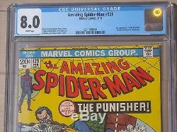 The Amazing Spider-Man #129 (Feb 1974, Marvel) CGC 8.0 White Pages 1st Punisher