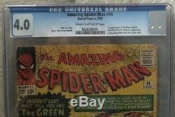 The Amazing Spider-Man #14 CGC 4.0 1st Appearance of Green Goblin (July, 1964)