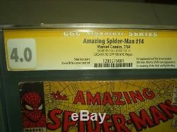 The Amazing Spiderman 14 CGC 4.0 SS Signed by Stan Lee 1964! Not CBCS